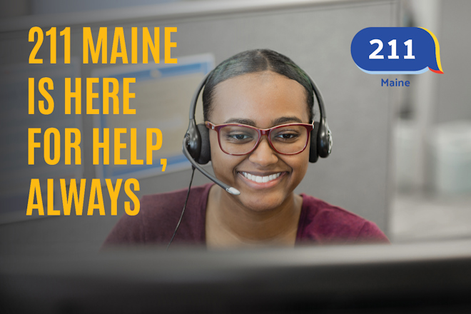Woman answering calls at 211 Maine